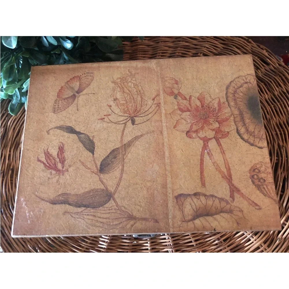 Mikasa Covered Wooden Hinged Box Floral Trinket Letter Folk Art‎ 7